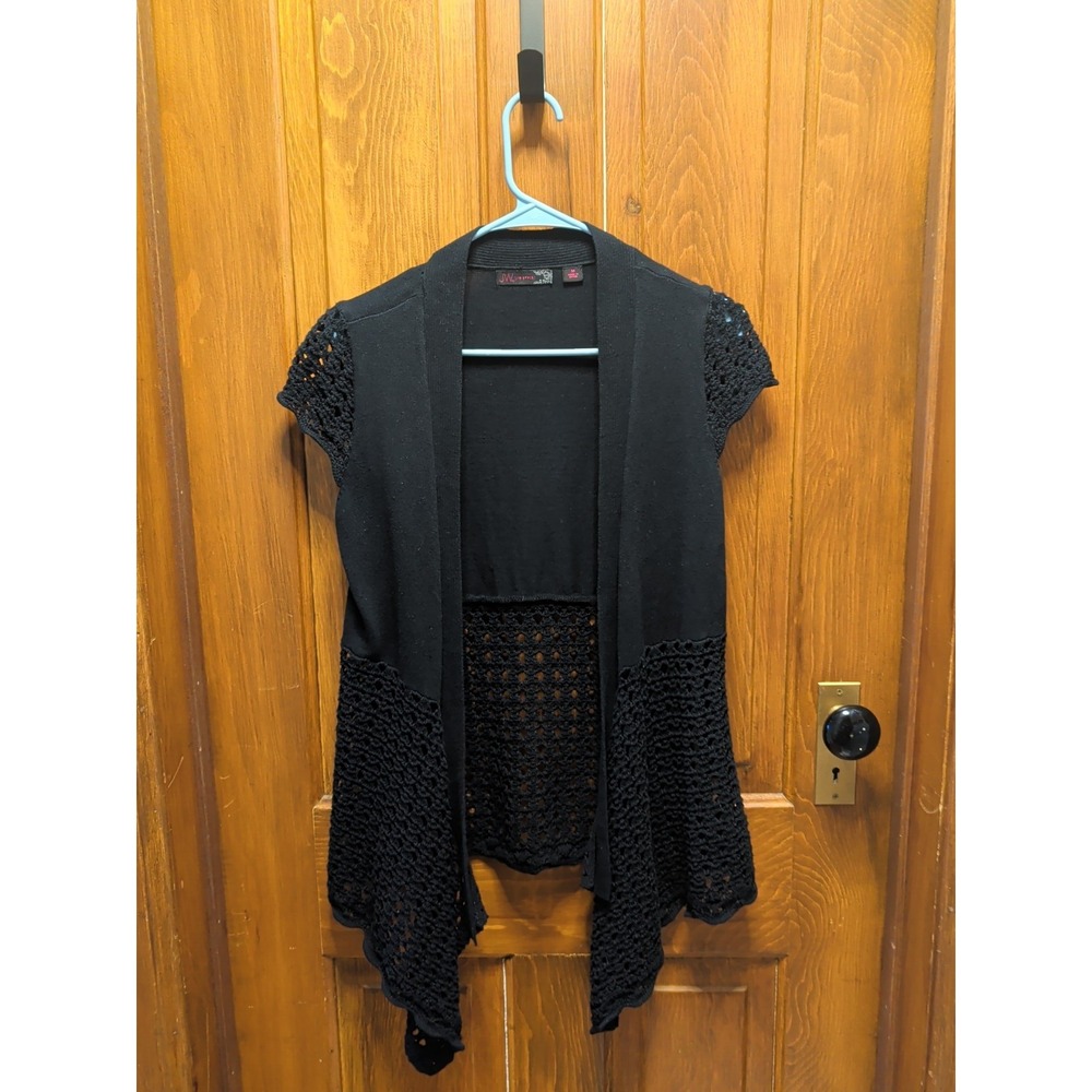 JW Style Women's  Crochet Style Open Front Cardigan Sz M